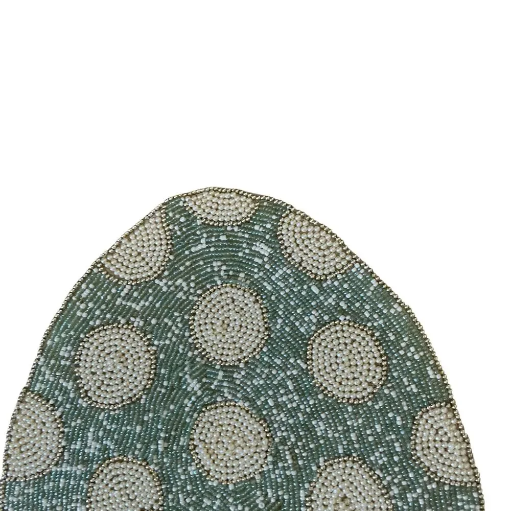 Cynthia Rowley Easter Egg Bow Beaded Placemat 15in Pastel Polka Dot New
